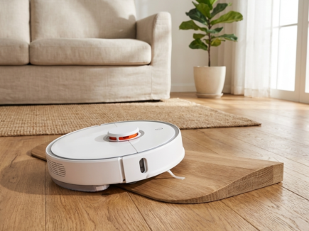 Türschwellenrampe aus massiver Eiche für Saugroboter