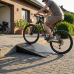 Fahrradrampe aus Holz für Stufen mit Fahrrad Kinderwagen Alltag Rasenmäher Gartenhaus Haustür Stufe - bis 30 cm Höhe