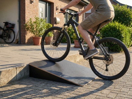 Fahrradrampe aus Holz für Stufen mit Fahrrad Kinderwagen Alltag Rasenmäher Gartenhaus Haustür Stufe - bis 30 cm Höhe