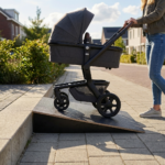 Stufenrampe aus Holz für Fahrrad Kinderwagen Alltag Rasenmäher Gartenhaus Haustür Stufe - bis 30 cm Höhe