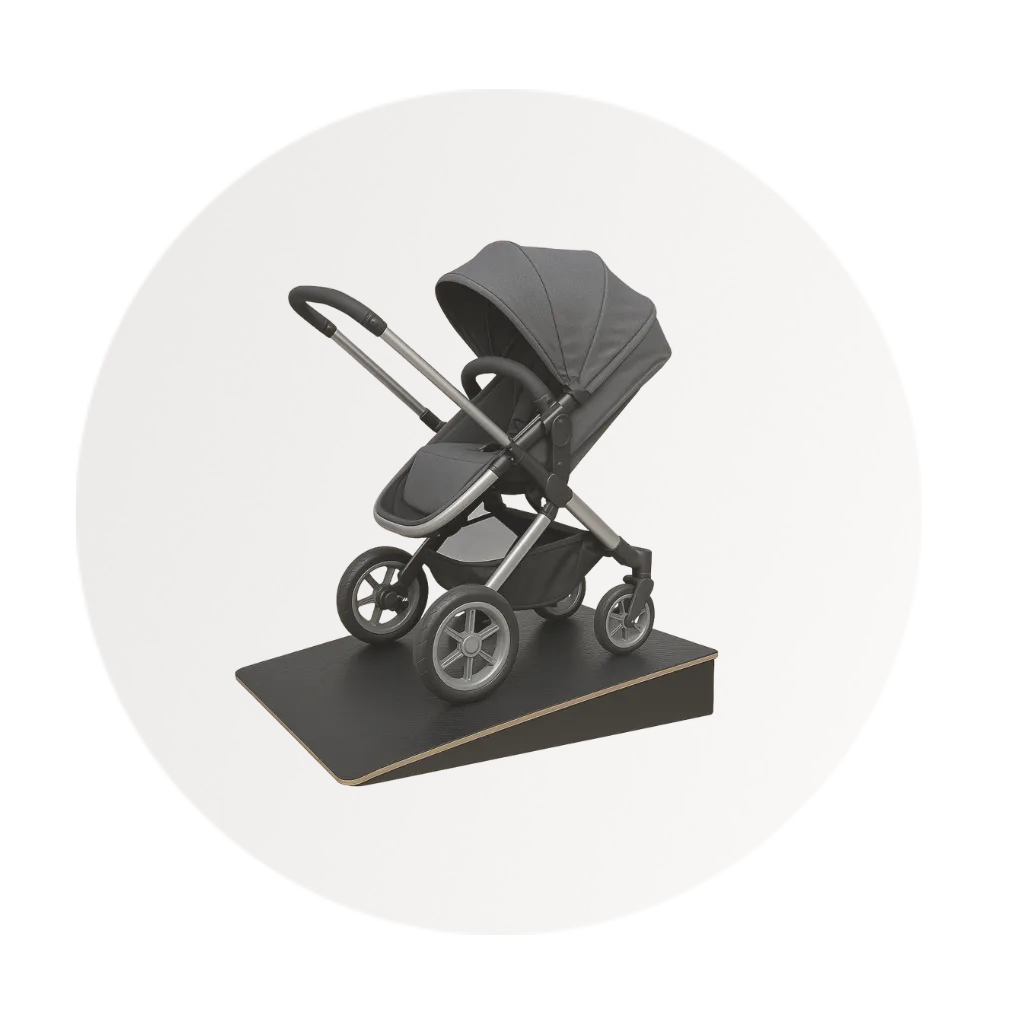 Stufenrampe aus Holz für Fahrrad Kinderwagen Alltag Rasenmäher Gartenhaus Haustür Stufe - bis 30 cm Höhe