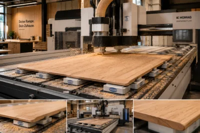 CNC-Fertigung einer Holzrampe in der Schreinerwerkstatt – Schreinerqualität auf den Millimeter